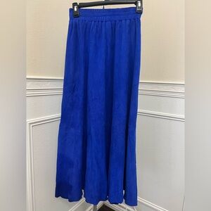 Andrea Behar Royal Blue Leather Skirt Petite 35” Lined Made in USA